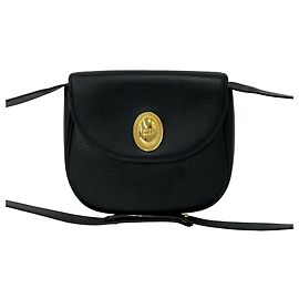 Christian Dior Vintage Black Leather Shoulder Bag Black