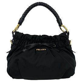 Borsa Prada in nylon Tessuto Pocono e pelle Nero