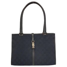 GUCCI Jackie Handtasche schwarz Leder und Canvas Schwarz