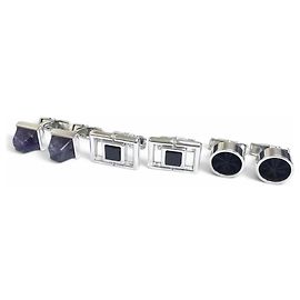 Alfred Dunhill Abotoaduras Dunhill 925 Amethyst Square Circle Prata