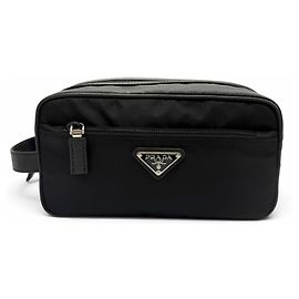 Borsa a pochette Prada 2NA819 in nylon e pelle nera Nero