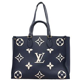 Sac cabas Louis Vuitton Monogram Empreinte Bicolor OnTheGo MM Bleu Écru