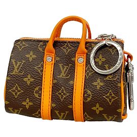 Portachiavi Mini Keepall Monogram Louis Vuitton Marrone Arancione