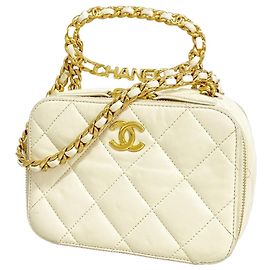 Bolsa de Ombro Chanel Matelassé com Corrente Branco