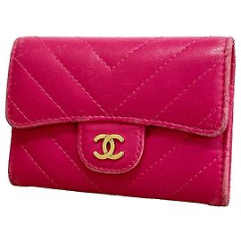 Chanel Kartenetui aus rosa Lammleder Pink
