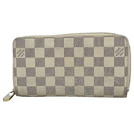 Portafoglio Zippy Louis Vuitton Damier Azur Bianco