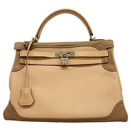 Hermès Bolsa Hermes Kelly 32 em couro Swift Outro Taupe