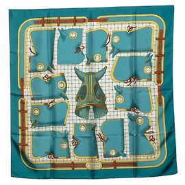Hermès Pañuelo Hermes Carre 90 Camails Multicolor Verde