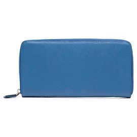 Portafoglio lungo Prada con chiusura zip arrotondata Blu