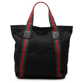 Gucci Black GG Canvas Web Tote Black