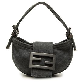 Sac à main Mini Croissant Fendi en laine gris Marron Gris anthracite