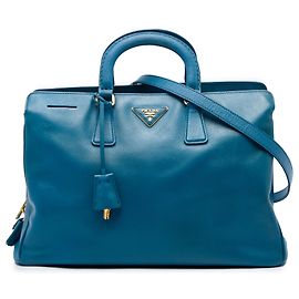 Borsa Tote Prada Blue Medium Saffiano Lux Zip Blu