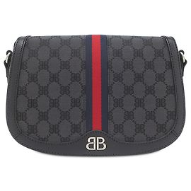 Balenciaga Black The Hacker Project BB Canvas Web Ophidia Crossbody Negro