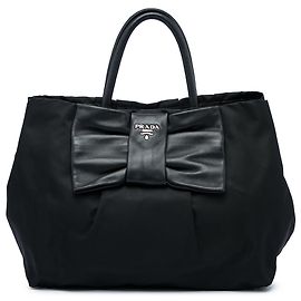 Borsa Tote Prada in Tessuto Nero con Fiocco Nero