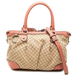 Borsa Satchel Gucci Beige Diamante Canvas Sukey Beige