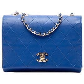Chanel Blue CC Quilted Calfskin Diamond Stitched Flap Bleu