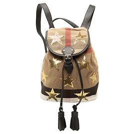 Burberry Brown Mega Check Canvas Star Sequin Backpack Brown
