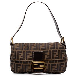 Bolsa Baguette Fendi em lona Zucca marrom Marrom