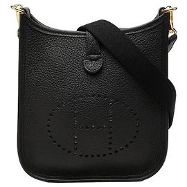 Hermès Black Clemence Evelyne I 16 Amazone Preto