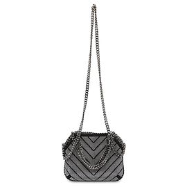 Stella Mc Cartney Stella McCartney Borsa Satchel Falabella Nano Shaggy Deer Chevron Hotfix Nera Nero