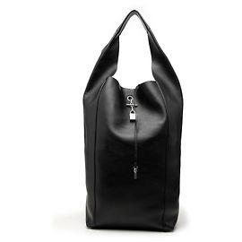 Autre Marque Saint Laurent Bolsa Hobo Tanger Large em Pele de Bezerro Macia Preta Preto