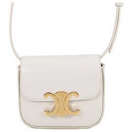 Céline Celine Claude Crossbody Mini en cuir de veau blanc Blanc Blanc cassé