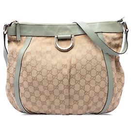 Borsa a tracolla Gucci Abbey D Ring in tela GG beige Beige