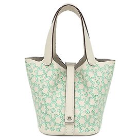 Hermès White Micro Swift Lucky Daisy Picotin Lock 14 Weiß Roh