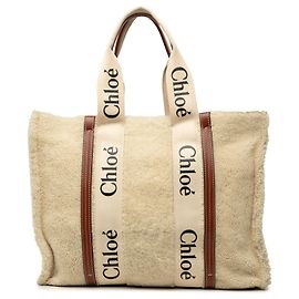 Chloé Beige Large Shearling Woody Tote Beige