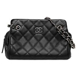 Borsa Bowling Chanel Medium CC Quilted Caviar Chain Nera Nero