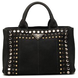 Prada Borsa Satchel Small Canvas Canapa Bijoux Nera Nero