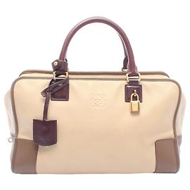 LOEWE Amazona 28 in pelle tricolore marrone Marrone Beige