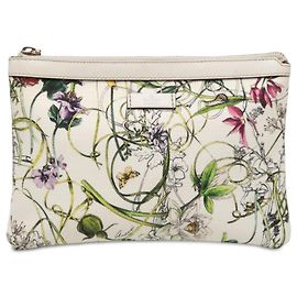 Clutch Gucci Flora Infinity in tela stampata bianca Bianco