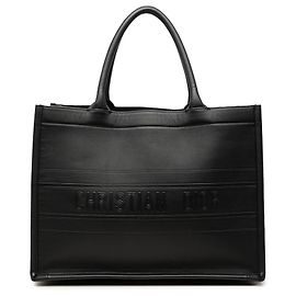 Dior Book Tote Medium in pelle goffrata nera Nero