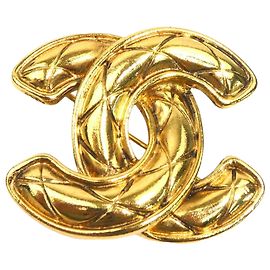 Chanel Gold CC gesteppte Brosche vergoldet Golden