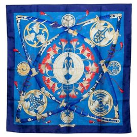 Hermès Pañuelo Hermes Carre 90 Daimyo Azul Multicolor
