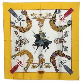 Hermès Lenço Hermes Carre 90 SAMOURAI Multicor Amarelo