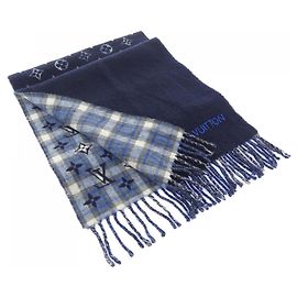 Sciarpa Louis Vuitton Monogram Gradient Tartan Blu navy