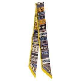 Hermès Hermes Twilly Colliers de Chiens Scarf Multicolore Jaune
