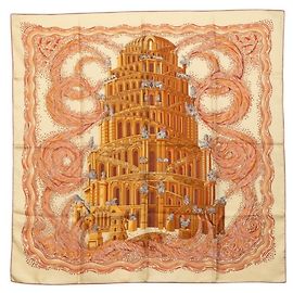 Hermès Lenço Hermes Carre 90 Rivers of Babel Marrom