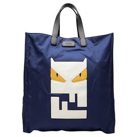 Borsa Tote Fendi Bugs Monster FF Logo Blu navy