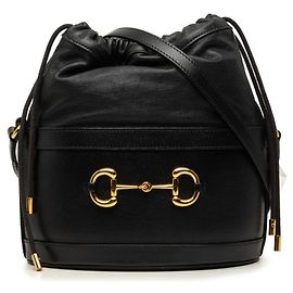 Borsa a secchiello Gucci Horsebit 1955 Nero