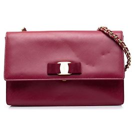 Sac à épaule Salvatore Ferragamo Vara Ribbon Chain Violet