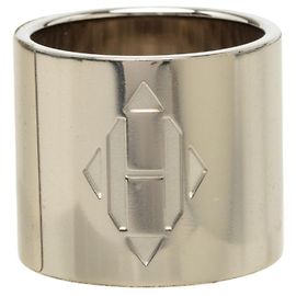 Hermès Anel para lenço Hermes H Diamant em metal prateado Prata