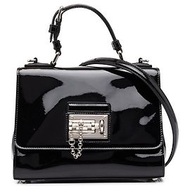 Dolce & Gabbana Schultertasche aus schwarzem Lackleder Schwarz