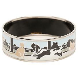 Hermès Bracciale Hermes Chien Echa Parisian Charm Argento Blu chiaro