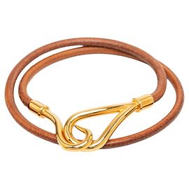 Hermès Pulseira de Berloques Hermes Jumbo Gold Brown Leather Marrom