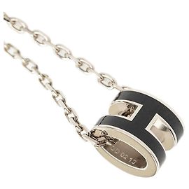 Hermès Collier pendentif Hermes Mini Pop H Noir Argenté