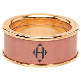 Hermès Hermes Ring mit Emaille-Band in Roségold Golden