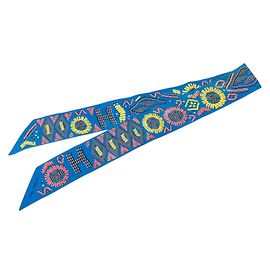 Hermès Twilly Kelly En Perles Seidentuch Blau Mehrfarben